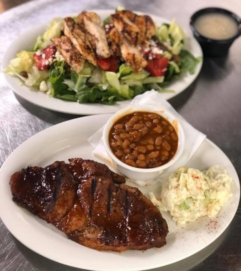 pork steak and salad special photo