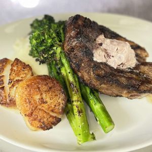 steak and scallops dish image